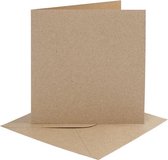 Kaarten en enveloppen, afmeting kaart 15,2x15,2 cm,  230 gr, naturel, 4sets, afmeting envelop 16x16 cm