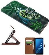 Samsung  A8 2018 Hoesje Wallet Case Cannabis