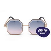 Hexagon Zonnebril - Goud - Dames - Gratis Brillenkoker