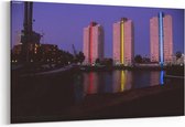Schilderij - Rotterdam bij nacht — 90x60 cm