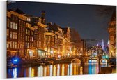 Schilderij - Amsterdam  's nachts — 90x60 cm