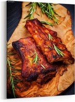 Schilderij - BBQ spare ribs with herbs — 60x90 cm