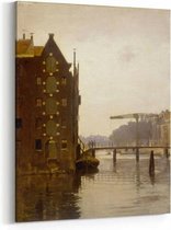 Schilderij - Pakhuizen aan een Amsterdamse gracht op Uilenburg — 60x90 cm