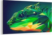 Schilderij - Green Lizzard — 90x60 cm