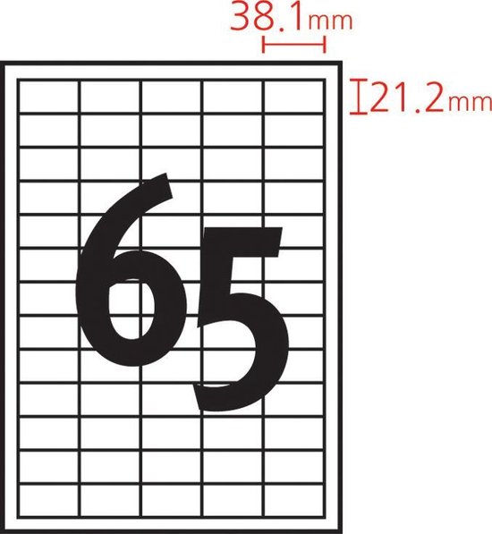 Étiquettes d'adresse Printec 25 feuilles format A4 38,1x21,2 mm 65 étiquettes par A4 1625 étiquettes autocollants par boîte