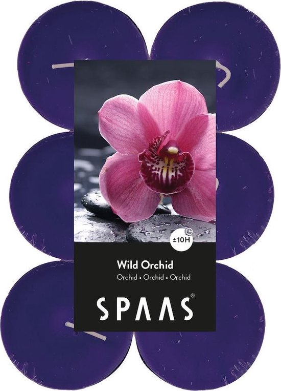 SPAAS 12 Maxi Theelichten Geur, ± 10 uur - Wild Orchid - orchidee