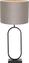 Light & Living Jamiri lampenvoet | met beige linnen kap | 80 cm hoog | Ø kap 40 cm | zwart