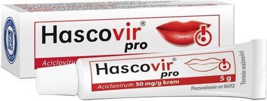 Hascovir  pro 5 mg voor koortslippen, opgelet, dit is een tube van 5 gr, tegen koortslippen en blaasjes.