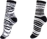 Vincent Creation® 2 Paar Pantoffel Sokken Huis Sokken Kleuren Stripe Fantasy / Kleur Stripe Grey Black - Bedsokken - Warme Voeten - Koukleum Sokken