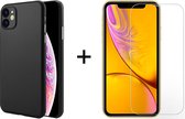 iPhone 12 hoesje zwart en iPhone 12 Pro hoesje zwart siliconen case cover hoesjes hoes - 1x iPhone 12/12 Pro screenprotector