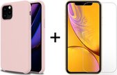 iphone 12 pro max hoesje roze - iPhone 12 pro max siliconen case - hoesje iPhone 12 pro max - iPhone 12 pro max hoesjes cover hoes - 1x iPhone 12 pro max screenprotector screen pro