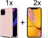 iphone 12 pro max hoesje roze - iPhone 12 pro max siliconen case - hoesje iPhone 12 pro max apple - iPhone 12 pro max hoesjes cover hoes - 2x iPhone 12 pro max screenprotector scre