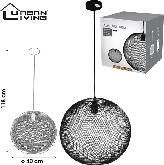 Urban Living - Modern Spirit Hanglamp Rond - Zwart - Metaal