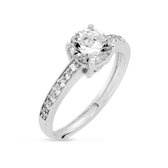 Silver Rose -SWR10-56 SWAROVSKI verlovings ring gezet met 7 mm Swarovski Zirkonia-925 Zilver gerodineerd