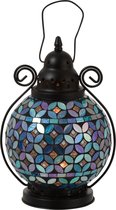 J-Line Lantaarn Windlicht Mozaiek Bal Glas/Metaal Blauw/Paars