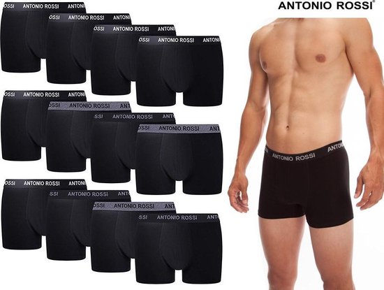 Antonio Rossi Boxer Shorts Hommes Sous-vêtements - 12 Pièces Zwart - S