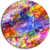 Dibond Wandcirkel - Regenbooggekleurde Vlekken - 30x30cm Foto op Aluminium Wandcirkel (met ophangsysteem)