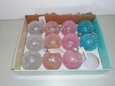 Plastic kerstballen met glittersterren in 4 kleuren - 11 stuks