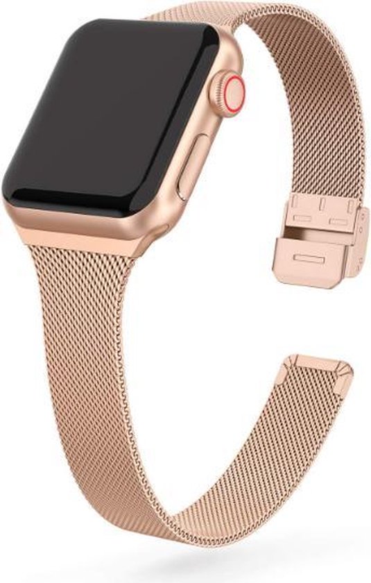 Vooruit capsule gunstig Applewatch Milanees Horloge Band - Rosé Goud 42/44 MM Milanese Gesp Armband  Voor Apple... | bol.com
