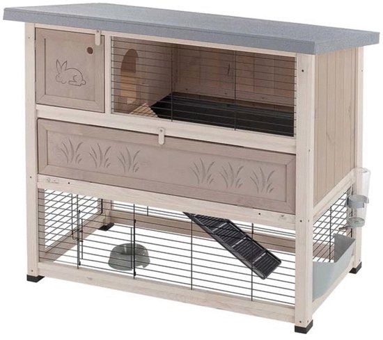 Ferplast Konijnenhok Ranch - 117 x 69x 101 cm - Grijs