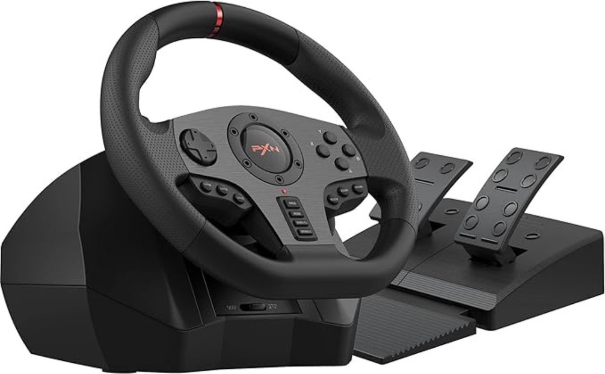 Gaming Stuur – Stuurwiel met Pedaalbord PC – Realistische Trillingen – Voor PS4, Xbox One, PC, Xbox Series X|S, PS3, Switch – Zwart
