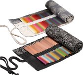 Somstyle Roletui Set - 2 Stuks - Voor 36 Potloden of Stiften - Pennen Etui voor Jongens & Meisjes - Tree & Leaf Design
