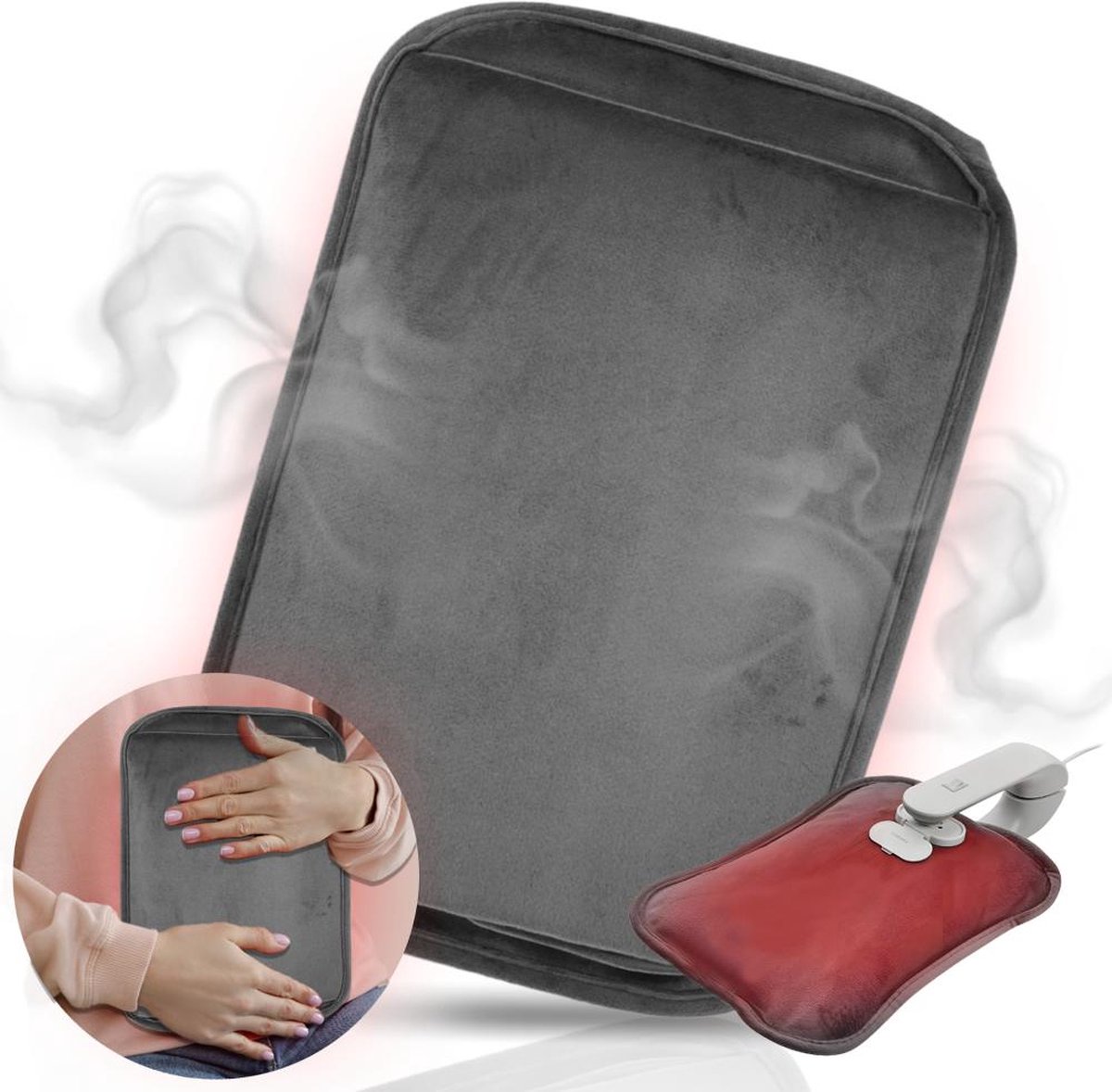 Goedkoopste Qualita® Elektrische Kruik Grijs - Elektrische Kruik - Baby - Volwassen - Warmtekruik - Warmtekussen Oplaadbaar - Warmwaterkruik - Met Hoes - Warmtekussen Elektrisch - Incl. Powerbank - Handwarmers - Draadloos - Oplaadbare Kruik