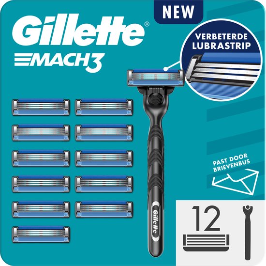 Foto: Gillette mach 3 1 scheermes voor mannen 12 scheermesjes brievenbusverpakking