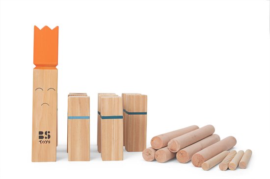 BS Toys Kubb Werpspel - Zweeds Spel - 2 tot 6 Spelers - Geschikt vanaf 8 jaar - Buitenspeelgoed van Vurenhout - Kubb spel original - Kubb familiespel - Kubb spel Volwassenen - Buiten speelgoed - Buitenspel - Buiten Spellen - Tuin Speelgoed