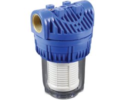 Cartridgefilter 5" kunststof 3/4" binnendraad, 8 bar, 60µm nylon gaas met 1/8" manometeraansluiting – Voorfilter zand & vaste deeltjes