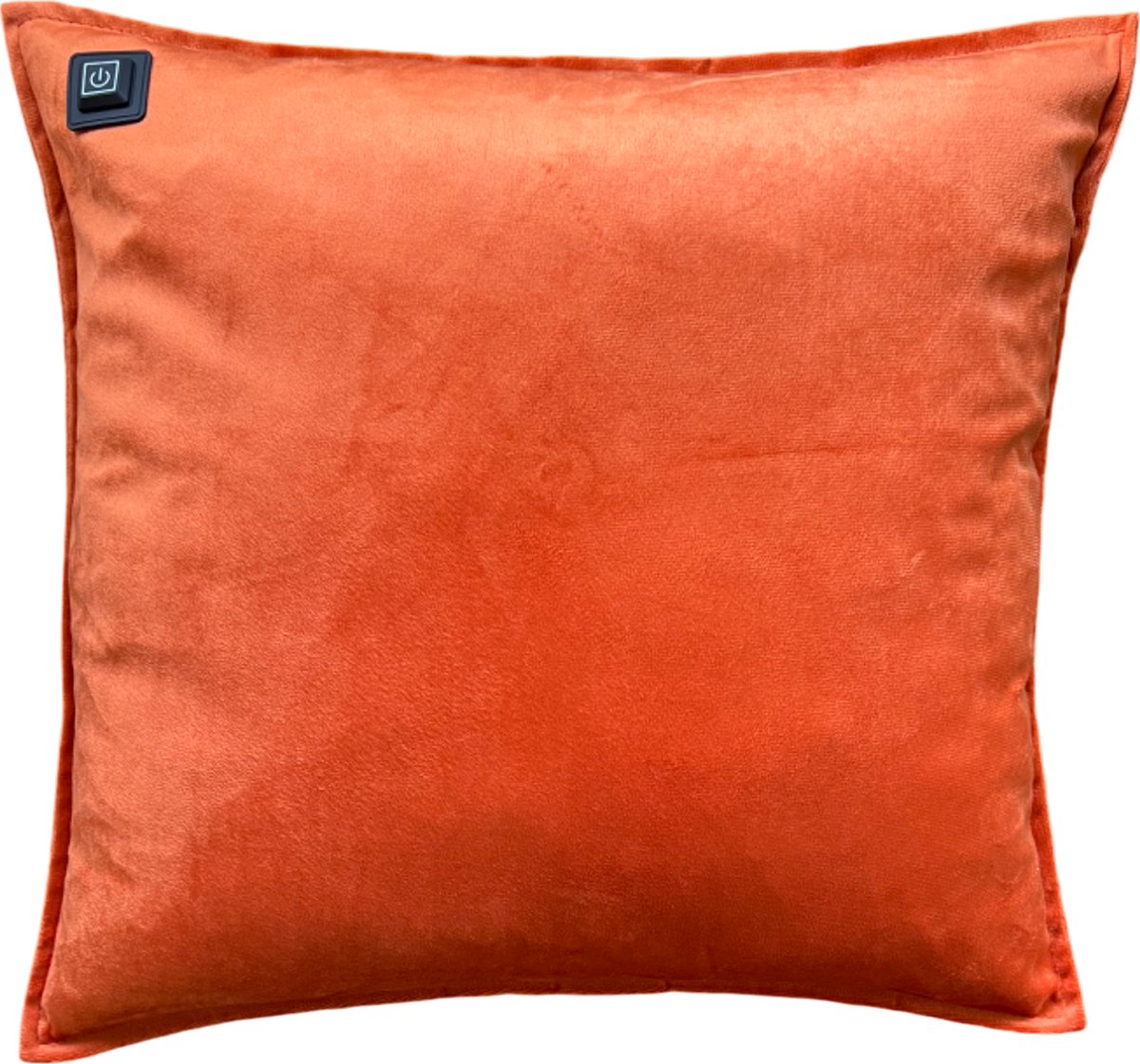 Warmpi® Draadloos Warmtekussen incl. Warmpi® Powerbank (10.000mah) - Fluweel Cognac - Elektrisch verwarmd sierkussen heeft ook kabel van 3m voor opwar