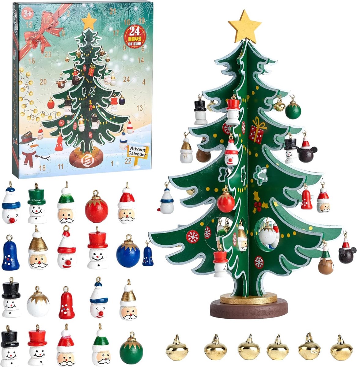 Equivera Adventskalender - Adventskalender 2024 - 24 Dagen Aftelkalender - Kerst Adventskalender - Kerstcadeau - Sinterklaascadeau - voor Kinderen en Volwassenen - 24 Verrassingen