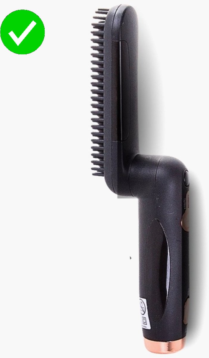VERK GROUP Professionele Baard Styler Baard Stijltang Draadloos Baard Straightener Inklapbaar Baardborstel Beard Brush Elektrische Baard Borstel voor Mannen Temperatuurbereik 180- 200 ℃ Zwart Brons