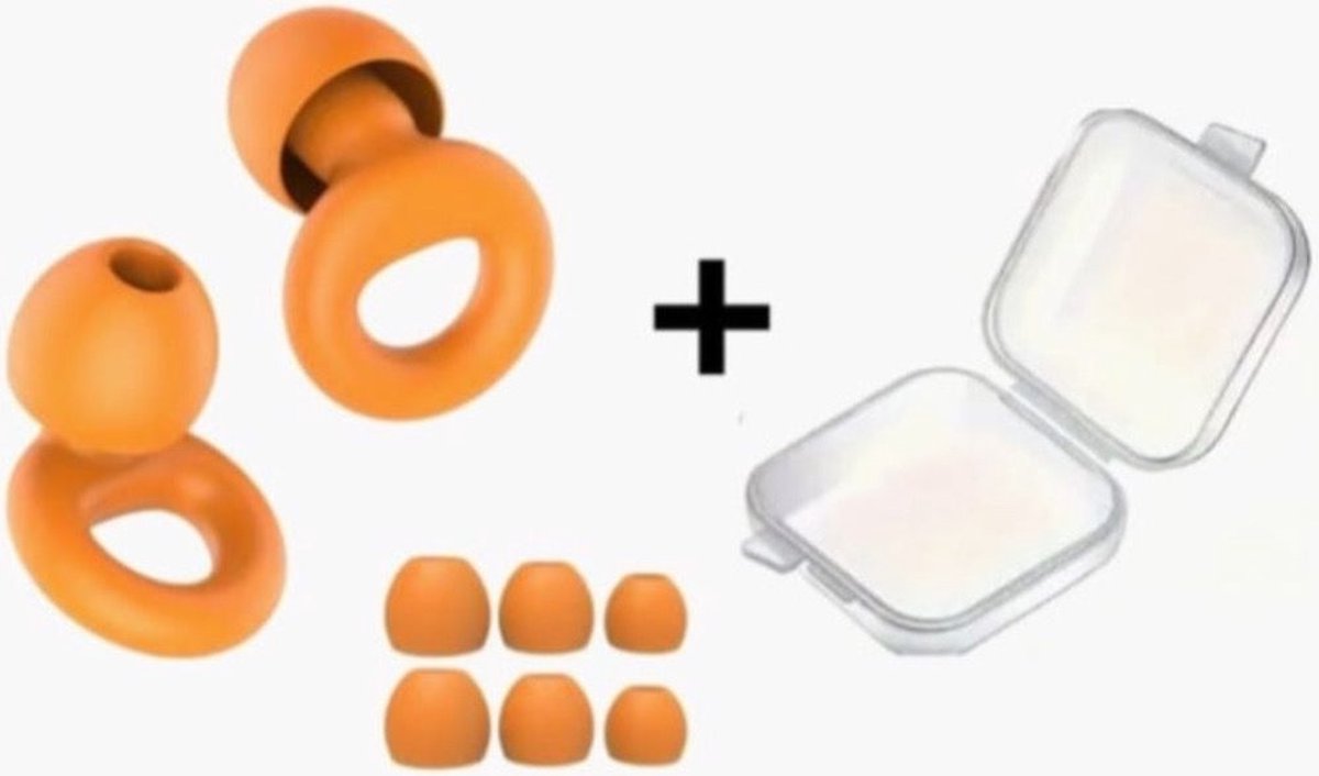 Goedkoopste Oordoppen voor Slapen - Loop Earplugs Quiet - Reizen - Overprikkeling - Loop Earplugs - Oranje - SNR 26 dB Demping - Inclusief Opbergdoosje - Festival Oordopjes - Herbruikbare Gehoorbescherming - Oordoppen Slapen Siliconen - 8 Dop