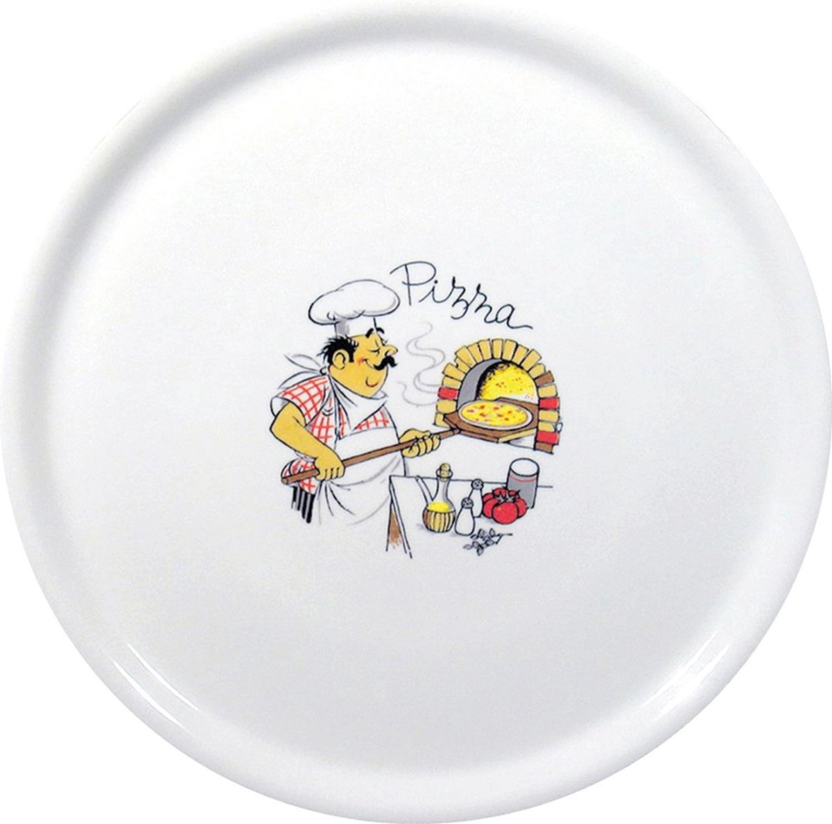 HENDI Traditioneel pizzabord – geglazuurd porselein – vaatwasserbestendig – wit – ⌀310 mm