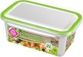 1x Contenant pour bouillon / nourriture 2 litres transparent / plastique vert / plastique - Kiev - Contenant alimentaire hermétique / hermétique - Mealprep - Conserver les repas