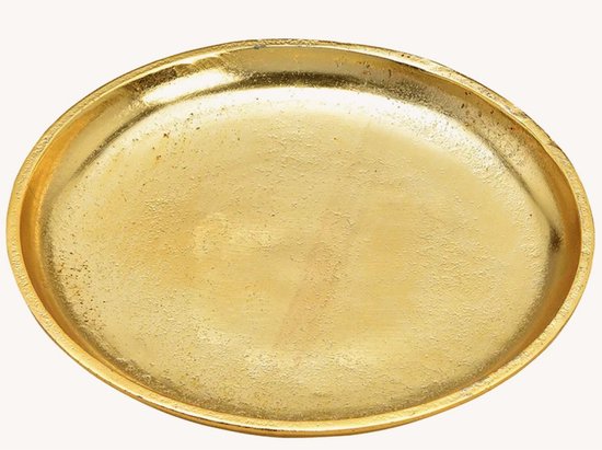 Assiette à bougies ronde/plateau à bougies assiette en métal doré 20 x 2 cm