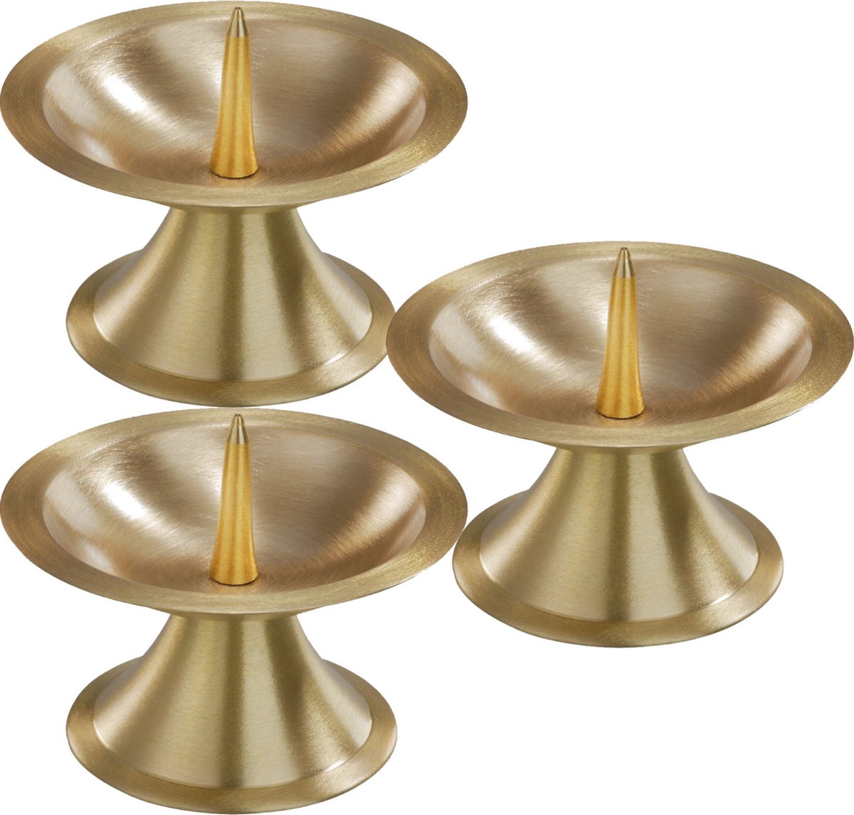 Trend Candles Luxe kaarsenhouder voor stompkaarsen - 3x - goud - metaal - voor kaarsen van 5-6 cm Goudkleurig