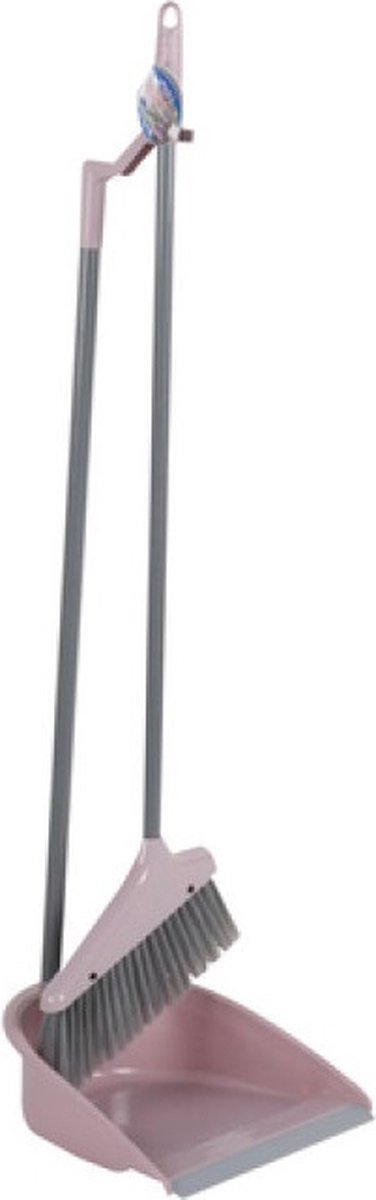 Goedkoopste Lifetime clean Stoffer en Blik - Lange Steel - Rubber rand - Roze - Gemakkelijk en Rugvriendelijk