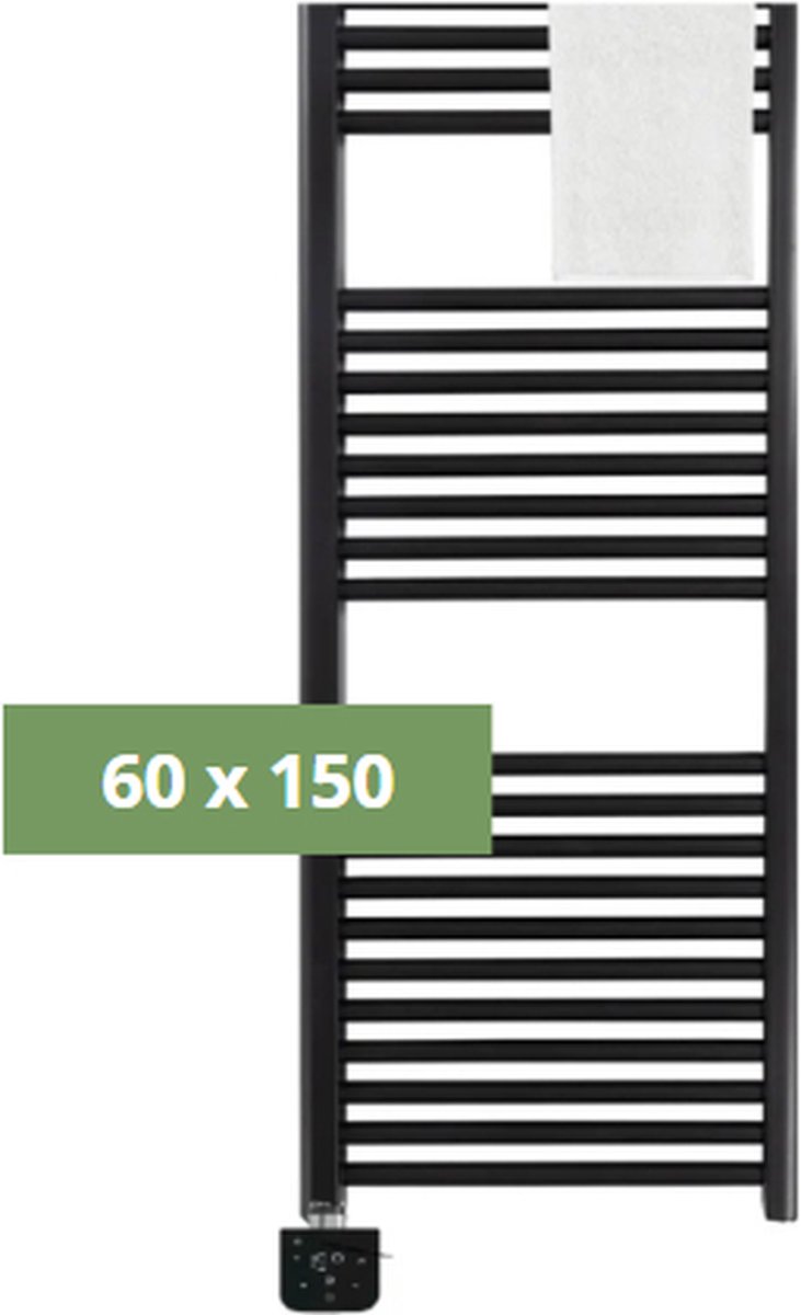 SYLRO® RIGA - ELEKTRISCHE BADKAMER RADIATOR - RECHT - WIFI - 60 x 150cm - ZWART