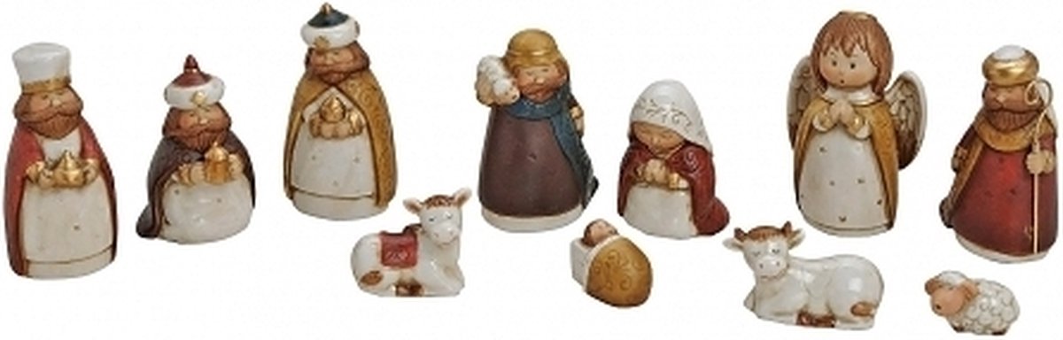 Kerststal beelden - 11x stuks - porselein - 3 tot 11 cm - kerstbeelden