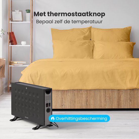 Auronic Convectorkachel - 2000W - Ingebouwde Ventilator - Elektrische Kachel - Heater - Zwart