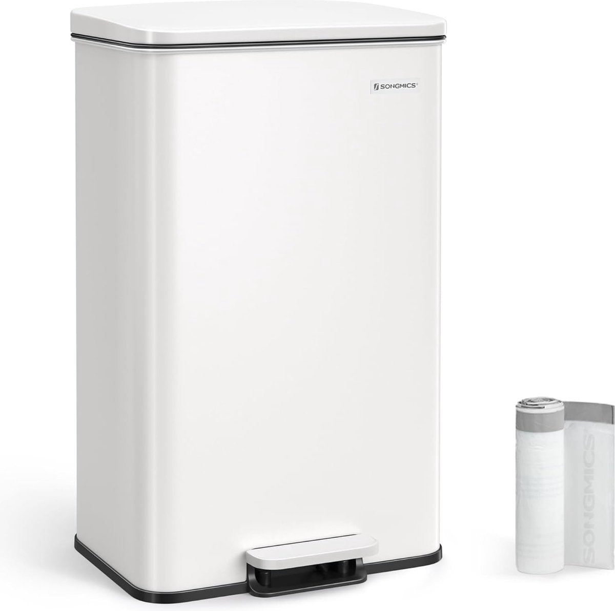 Goedkoopste FurnStar - Pedaalemmer - Keuken Vuilnisbak van 40 liter (10,5 gallon) - Grote opslagbak met deksel - Staal, Soft Close - Inclusief 15 binnenzakken - Wit