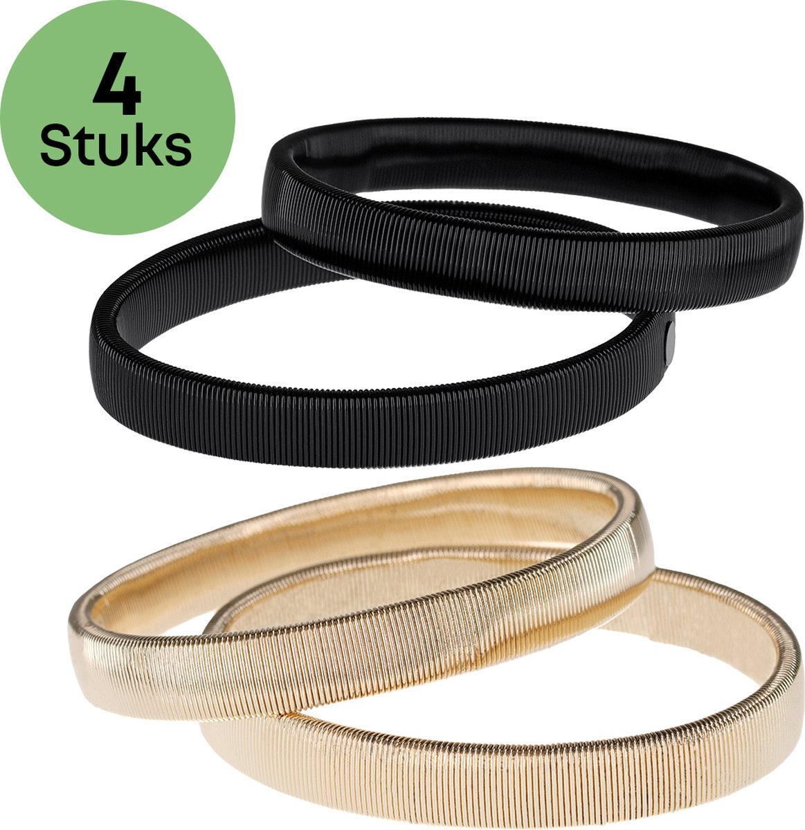 YUGN Mouwophouder 4 stuks - Sleeve holder - Mouwophouders Dames Heren - 2x Zwart 2x Goud