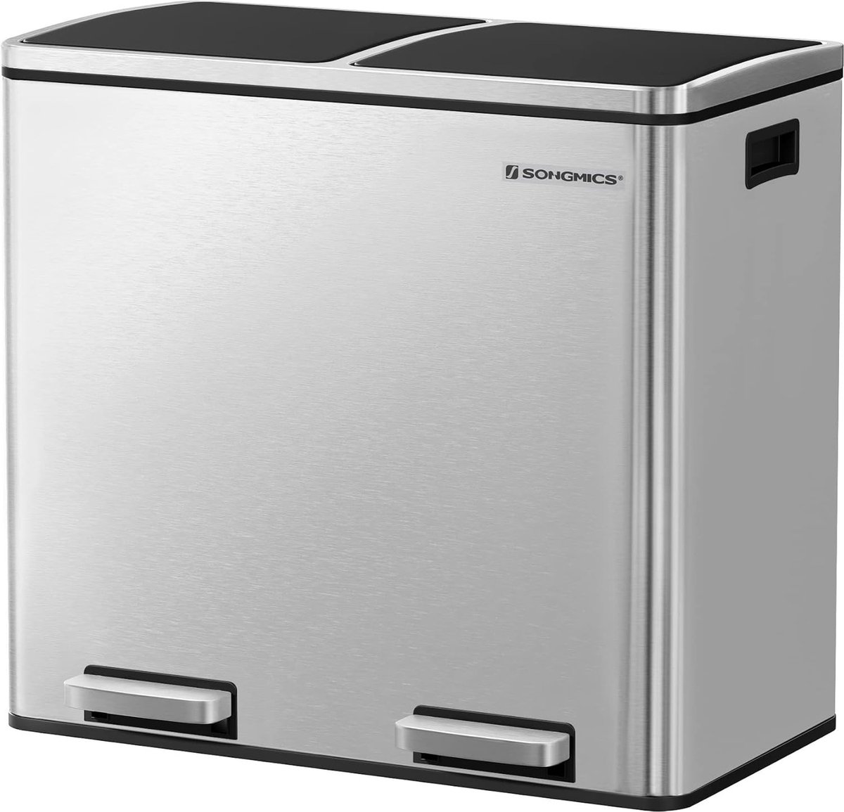 Goedkoopste FurnStar - Pedaalemmer - Prullenbak - Dubbele prullenbak - 2 x 24L met 2 compartimenten Soft Close-deksels - Pedalen Plastic binnenemmers en handgrepen - Zilver