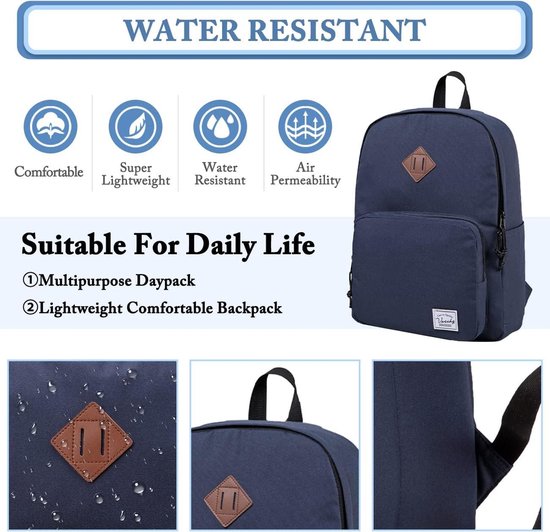 VASCHY Unisex schoolrugzak, ultralichte tienerschoolrugzak 15,6... Unisex schoolrugzak ultralichte tienerschoolrugzak 156 inch... Afbeeldingen VASCHY VASCHY Unisex schoolrugzak, 15,6 inch waterdichte... Rugzak Voor Mannen En Vrouwen Vaschy Unisex Cla