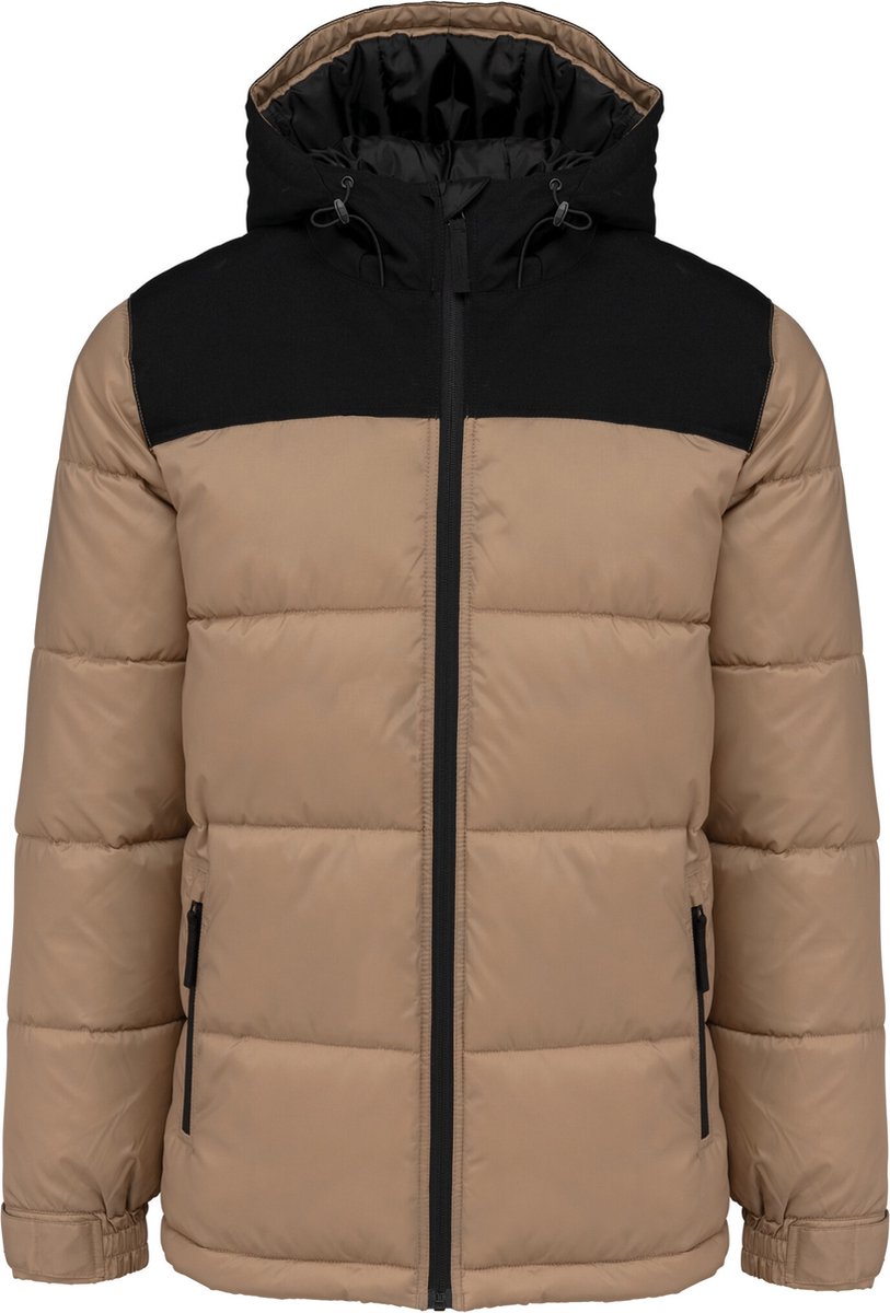Kariban Uniseks tweekleurige gewatteerde parka met capuchon K6163 Wet Sand Zwart
