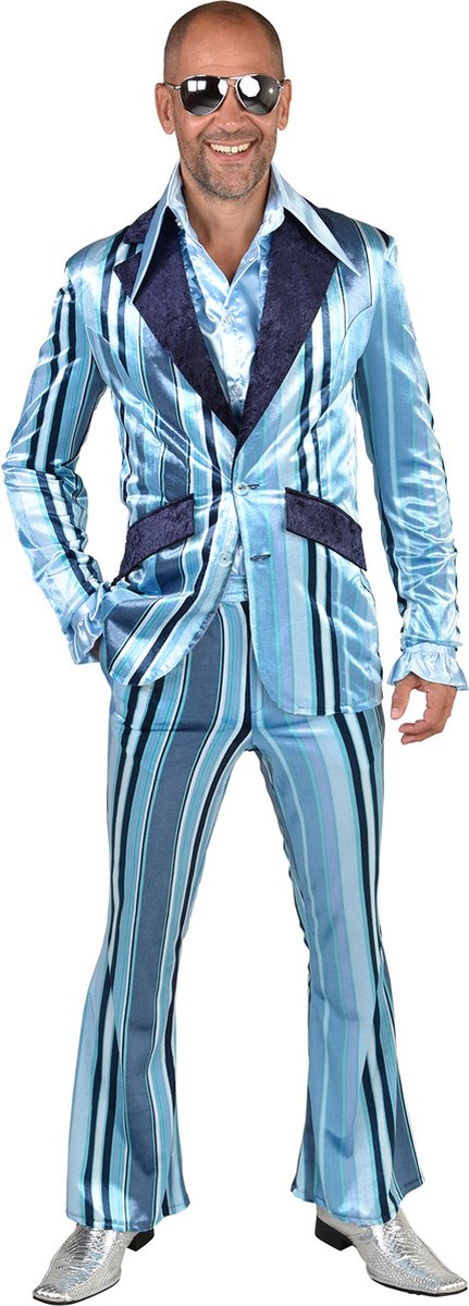 70's pak strepen blauw