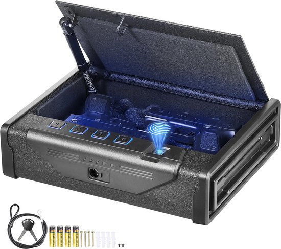 MyGroot - Pistool en/of geldkluis - Vingerafdruk/Wachtwoord - Wapenkast - Kluis - LED - 28xcm x 18 cm x 5 cm - Koudgewalst Staal.