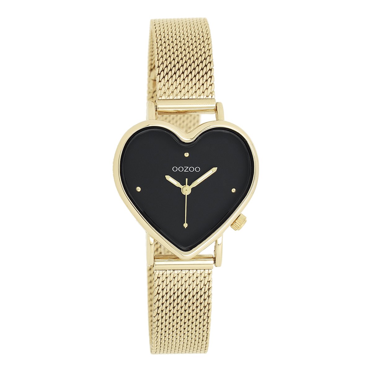 OOZOO Timepieces - Goudkleurige horloge met goudkleurige metalen mesh armband - C11417